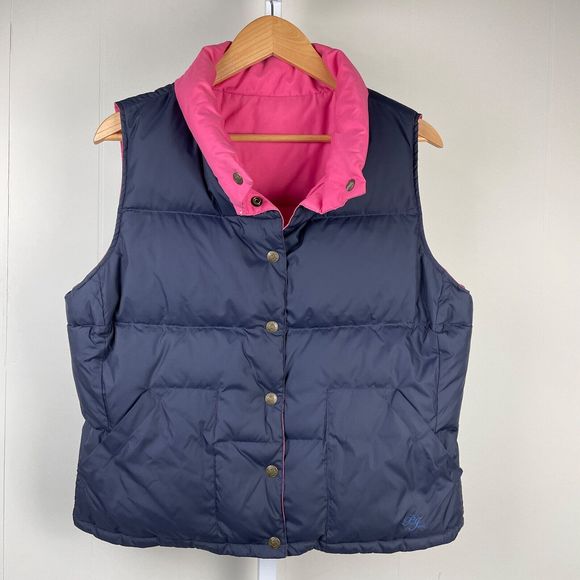 Girls Ralph Lauren Polo Jeans Puffer Vest Down Fill Reversible Pink‎ Blue XL - Picture 1 of 8